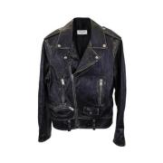 Pre-owned Leather outerwear Saint Laurent Vintage , Black , Dames