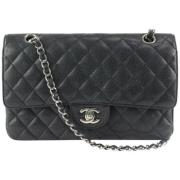 Vintage Leren Schoudertas Chanel Vintage , Black , Dames