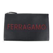 Pre-owned Leather clutches Salvatore Ferragamo Pre-owned , Black , Her...