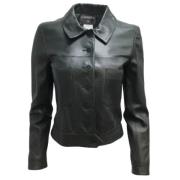 Pre-owned Leather outerwear Chanel Vintage , Green , Dames