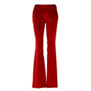 Rode Fluweel Broek met Wijde Pijpen PT Torino , Red , Dames