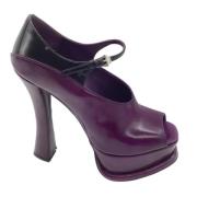 Lilla Leren Mary Jane Platform Pumps Prada Vintage , Purple , Dames