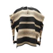 Gestreepte Franje Wol Poncho Isabel Marant Pre-owned , Black , Dames