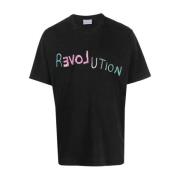 Gebreid `rEVOLution` Print T-Shirt Bluemarble , Black , Heren