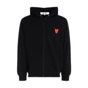 Heart Logo Zipped Hoodie Comme des Garçons Play , Black , Heren
