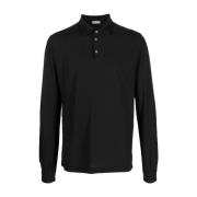 Zwart Lang Polo Shirt Zanone , Black , Heren