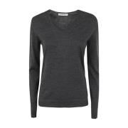 V-neck Knitwear Goes Botanical , Gray , Dames