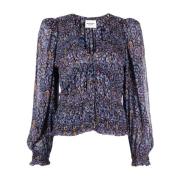 Bloemenprint V-hals zijden blouse Isabel Marant Étoile , Purple , Dame...