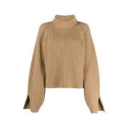 Cashmere Ribgebreide Rolkraag Coltrui Khaite , Beige , Dames