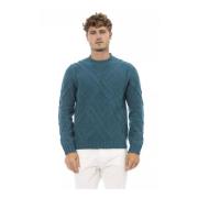 Teal Merino Wool Crewneck Sweater Alpha Studio , Green , Heren