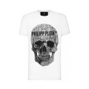 Wit T-shirt met Rhinestone Logo Philipp Plein , White , Heren
