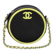 Authentieke Leren Crossbody Tas Chanel Vintage , Black , Dames