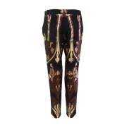 Bloemen Jacquard Zijden Broek Gucci Vintage , Black , Dames