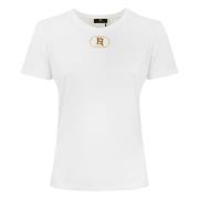 Katoenen T-shirt met Metalen Velvet Detail Elisabetta Franchi , White ...