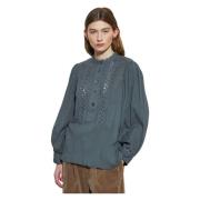 Aya openwork blouse Antik Batik , Gray , Dames