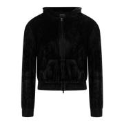 Fluwelen Zip Sweatshirt met Strass Detail Balenciaga , Black , Heren