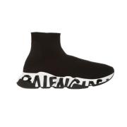 Zwarte Speed Sneakers 3D Gebreid Ontwerp Balenciaga , Black , Dames