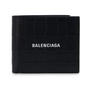 Bifold wallet with logo Balenciaga , Black , Heren