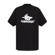 T-shirt met logo Balenciaga , Black , Heren