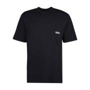 Zwarte katoenen T-shirt met contrastlogo Barbour , Black , Heren