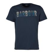 Navy Tartan Grafische T-Shirt Barbour , Blue , Heren