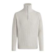 Geribbelde Quarter Zip Coltrui Belstaff , White , Heren