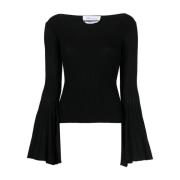 Zwarte Sweaters met Plissé Detail Blumarine , Black , Dames