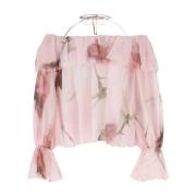 Gedrukte zijdeblouse Blumarine , Pink , Dames