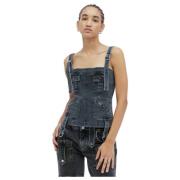 Denim Cargo Top Blumarine , Black , Dames