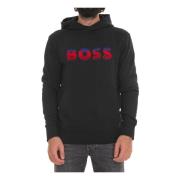 Maxi Logo Hoodie Boss , Black , Heren