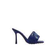 Donkerblauwe Heeled Mules met Intreccio Weave Bottega Veneta , Blue , ...