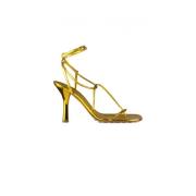 Gouden Strappy High Heel Sandalen Bottega Veneta , Yellow , Dames