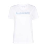 Stijlvolle Logo Print Dames T-Shirt Burberry , White , Dames
