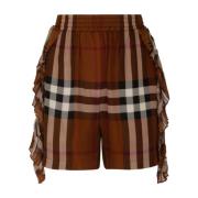 Korte geruite zijden shorts Burberry , Brown , Dames