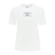 Wit Katoenen T-Shirt - Regular Fit Burberry , White , Dames