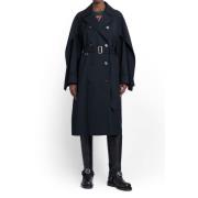 Zwarte Wollen Trenchcoat Burberry , Black , Dames