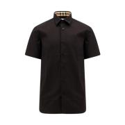 Biologisch katoenen shirt met logoborduursel Burberry , Black , Heren