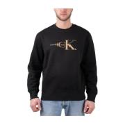Koperen Logo Sweatshirt Calvin Klein , Black , Heren