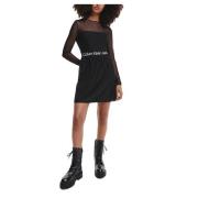 Elastische Logo Mesh Jurk Calvin Klein , Black , Dames