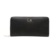 Dames Re-Lock Portemonnee met Rits Calvin Klein , Black , Dames