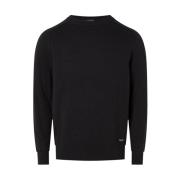 Zwarte Sweaters met Witte Slub Textuur Calvin Klein , Black , Heren