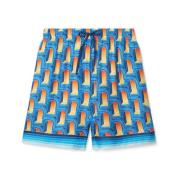 Multikleurige zijden twill shorts Casablanca , Blue , Heren