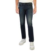 Slim-fit Heren Jeans met Klieke Knoopsluiting Diesel , Blue , Heren