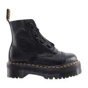 Gehamerde Leren Enkellaarzen Dr. Martens , Black , Dames