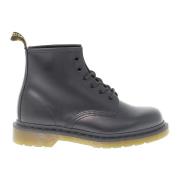 Zwarte Leren Lage Laars met Veters Dr. Martens , Black , Dames