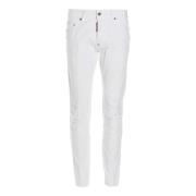 Slim-Fit Witte Denim Jeans Dsquared2 , White , Heren