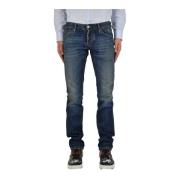 Slim-fit Blauwe Katoenen Jeans met Vintage Scheuren Dsquared2 , Blue ,...