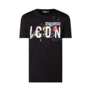 Icon Splatter Cool Zwart T-Shirt Dsquared2 , Black , Dames