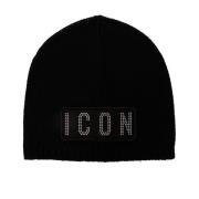 Beanie met logo Dsquared2 , Black , Heren