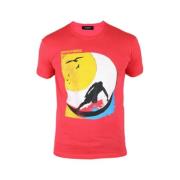 Rode T-shirt - Gemaakt in Italië - Chic Dan Fit Dsquared2 , Red , Here...